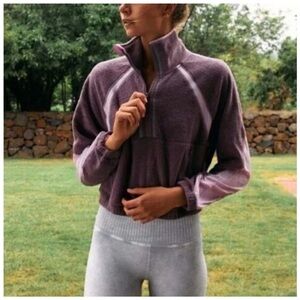 Free People Movement - So Fly Half Zip Pullover Sweater In Boysenberry Combo